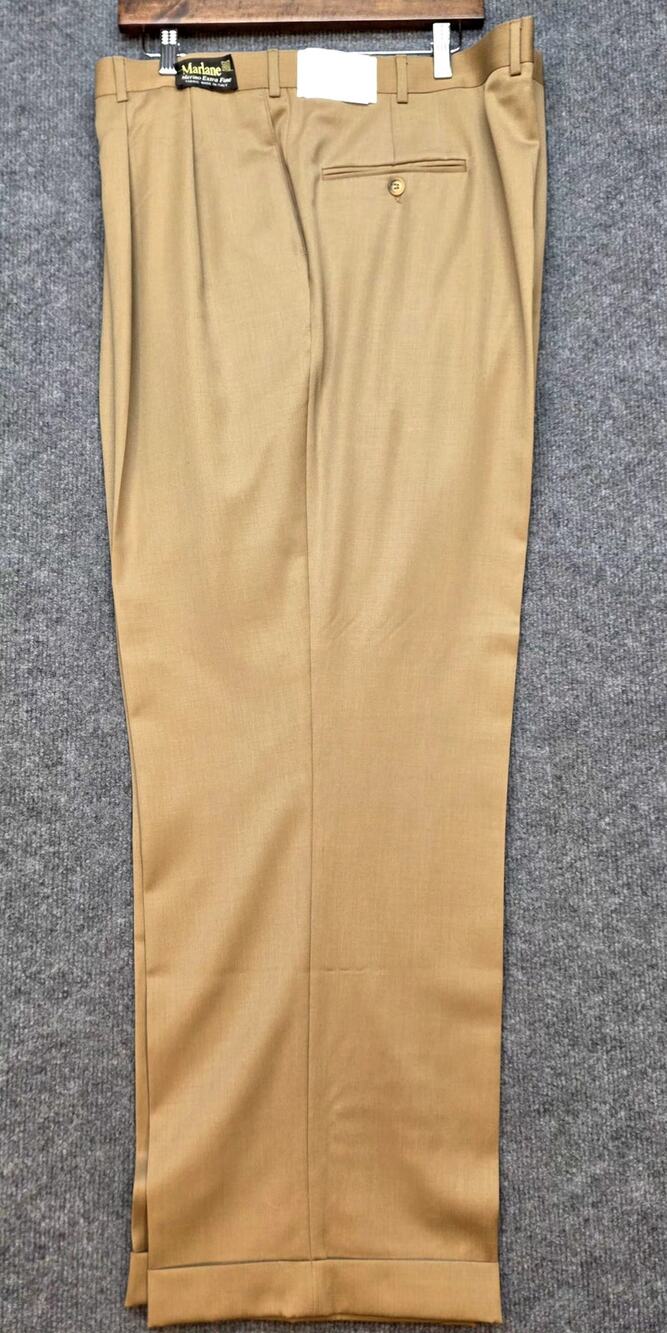 NWT Bill Blass Cambridge II Dress Pants 46x30 Tan Khaki Super 110s Worsted Wool